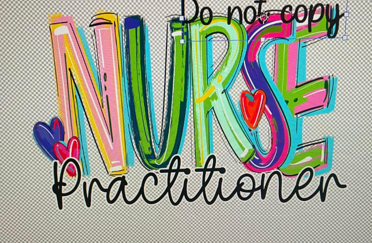 Nurse practitioner on grey tee or crew