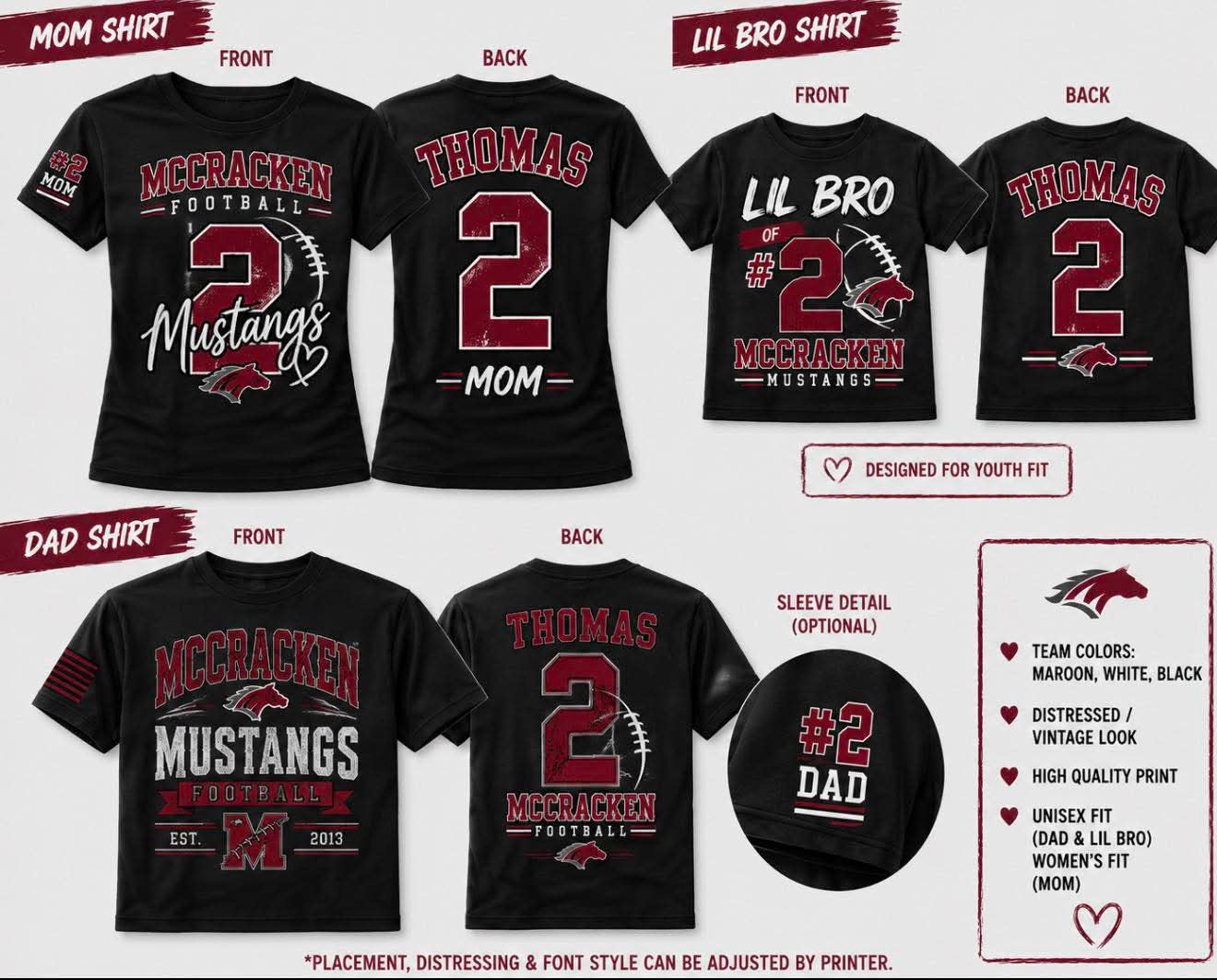 Football mom dad sis bro custom