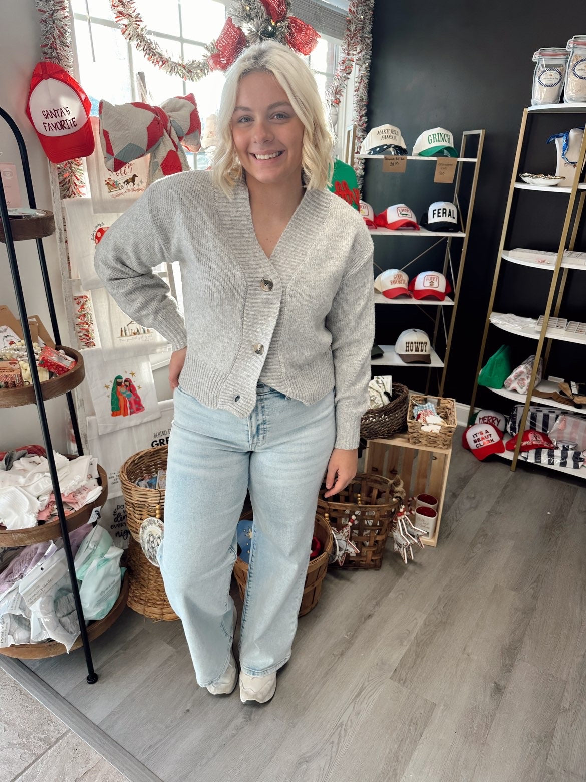 Ash Grey Button Down Cardigan
