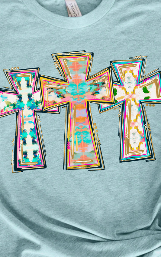 Abstract Cross graphic tee sweatshirt