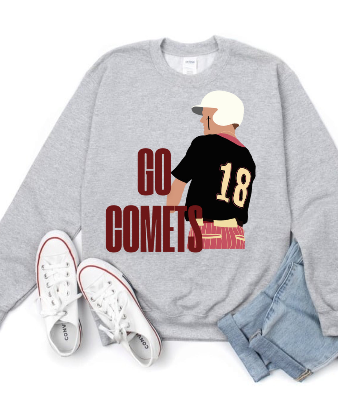 Custom drawn Baseball player sweatshirt