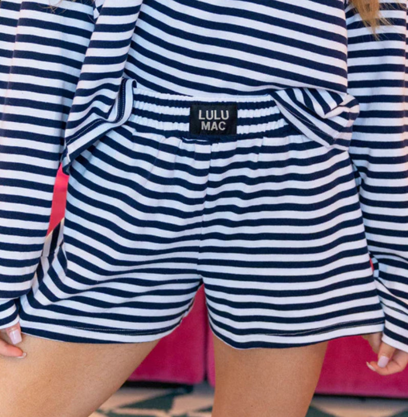 LULU Mac Navy stripe shorts