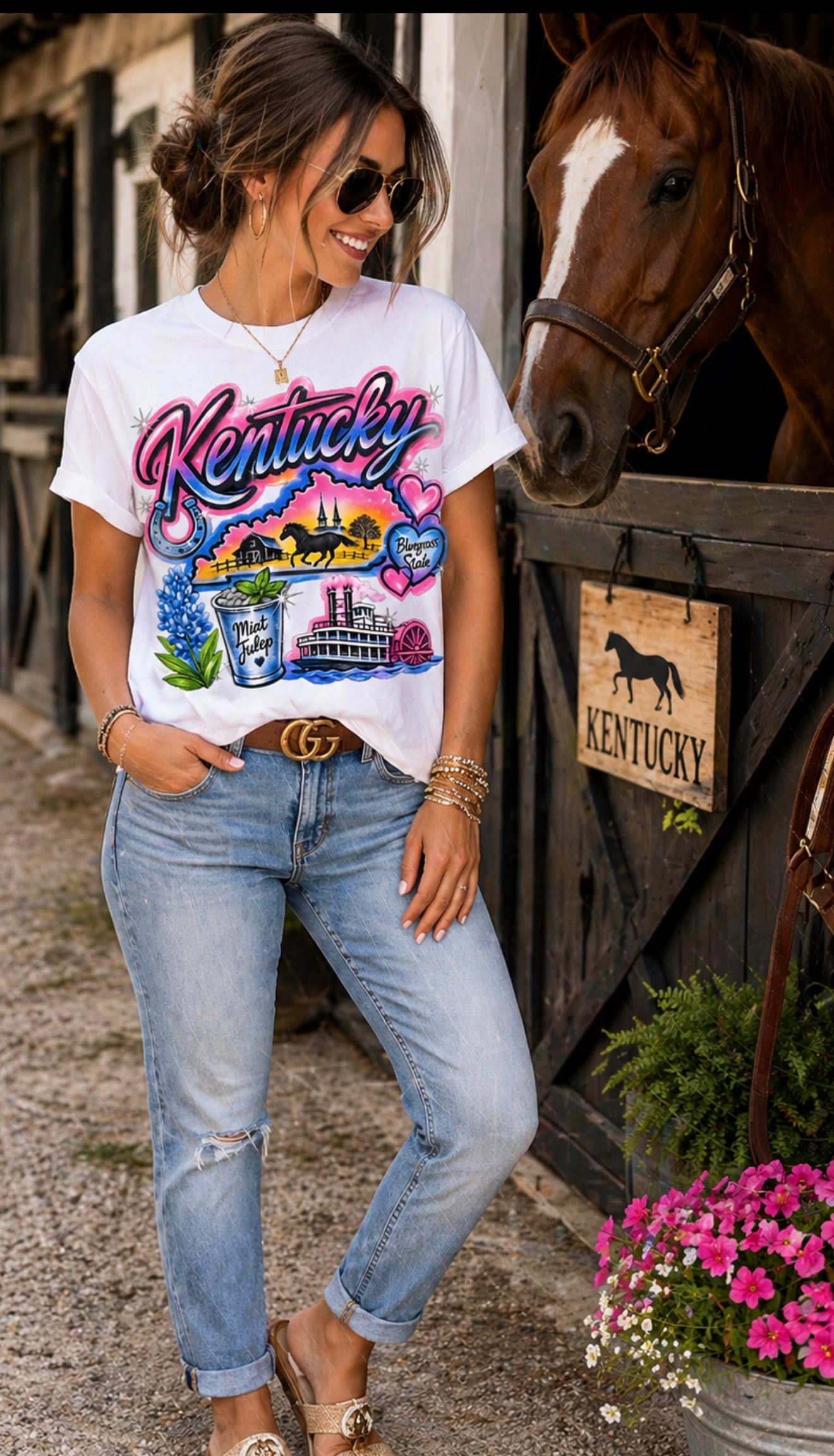 Kentucky faux airbrush tee