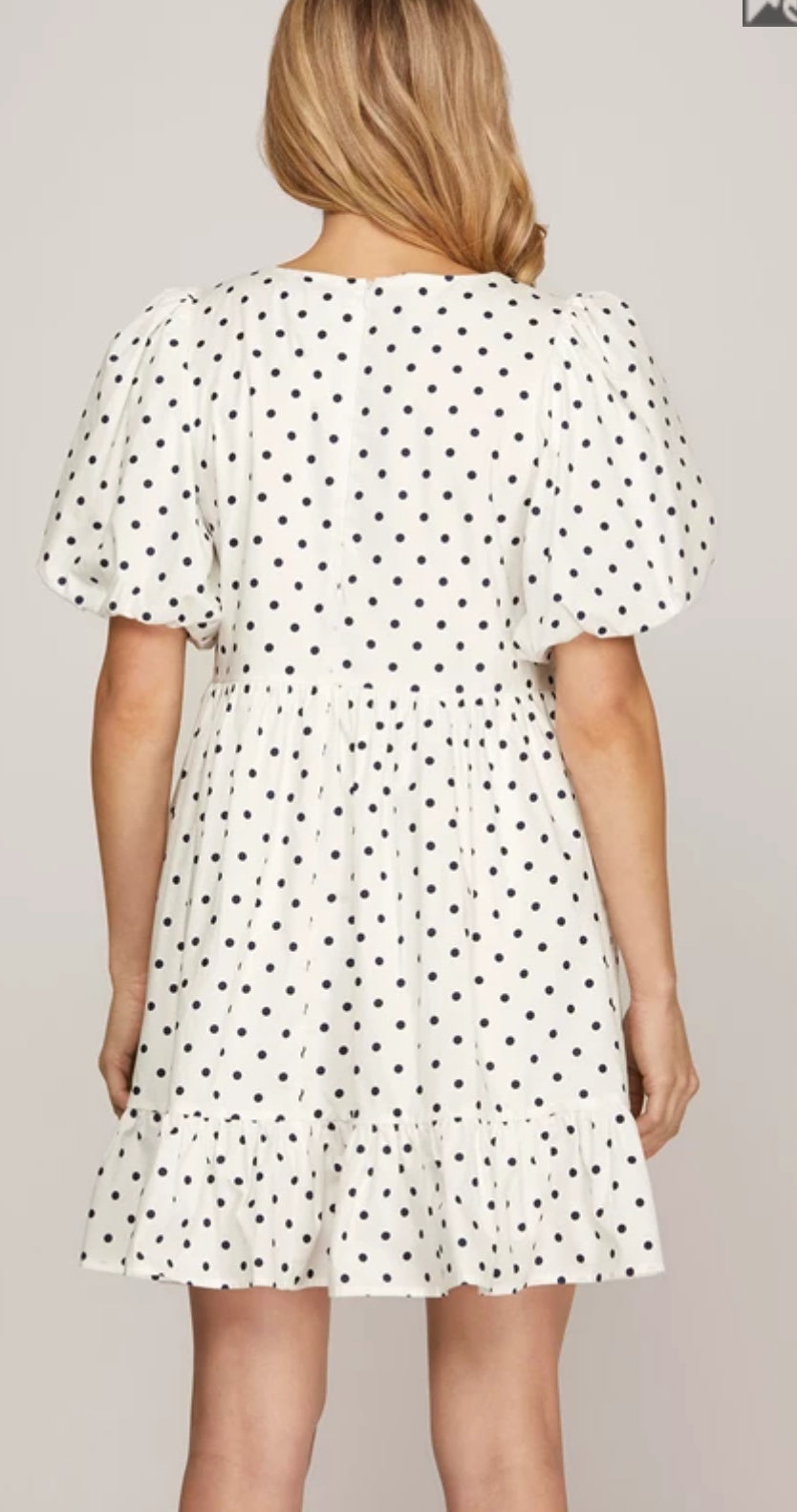 Ivy Polka Dot dress Navy and White