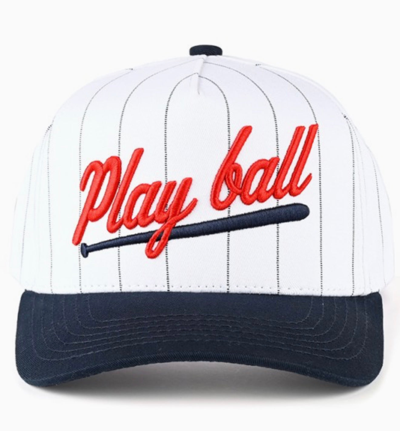 Play Ball Pin Stripe Baseball Hat