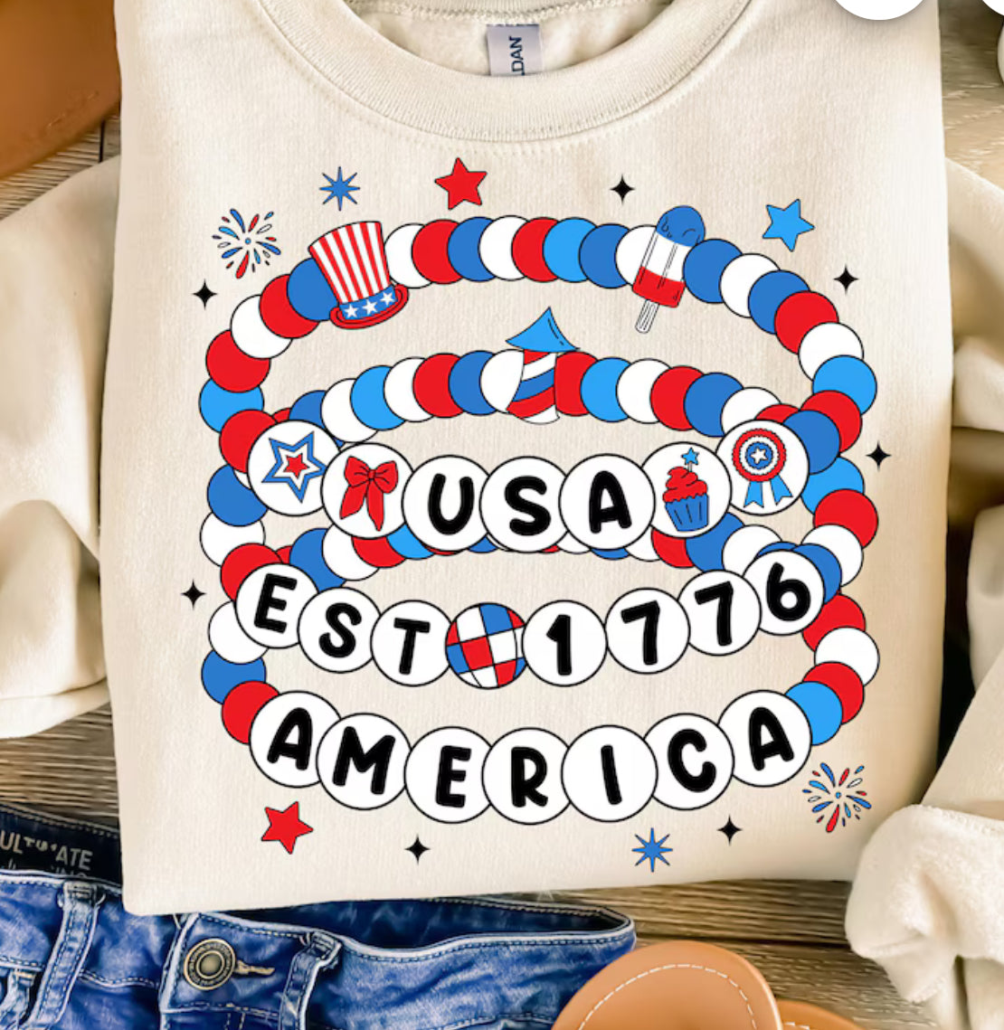 USA friendship Braclet red white and you