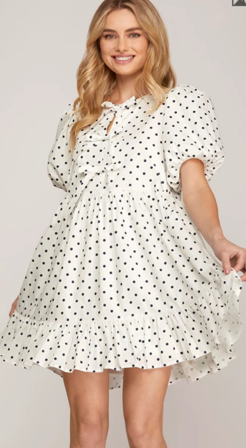 Ivy Polka Dot dress Navy and White