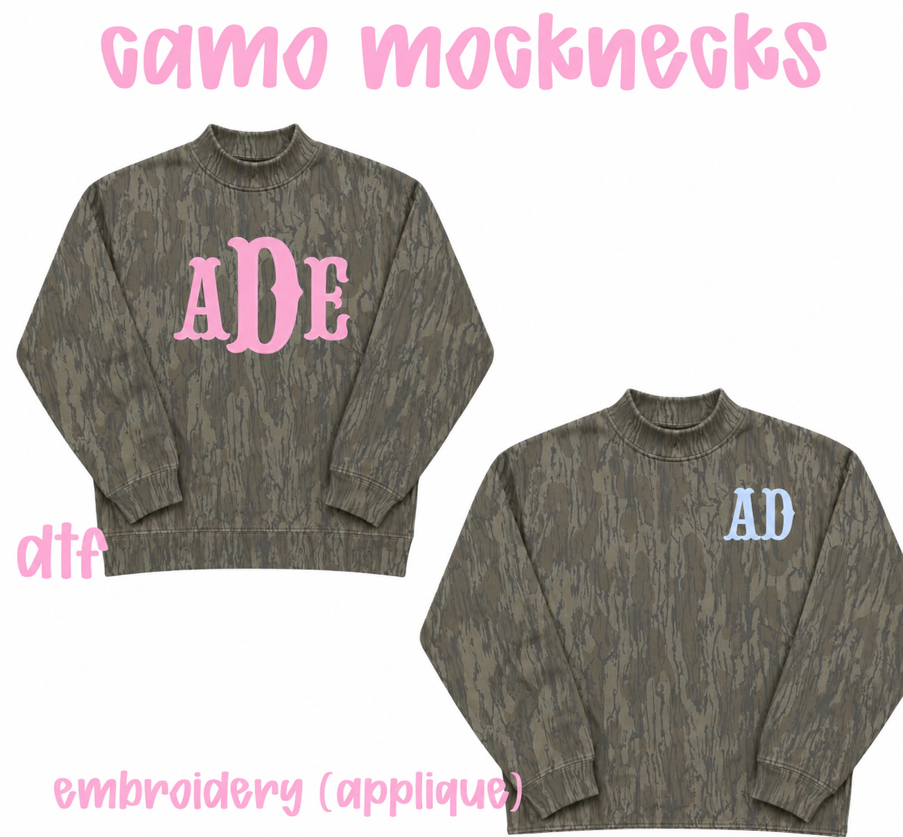 Bottomland Mock Neck Pre Order Any Word choose word and fabric color