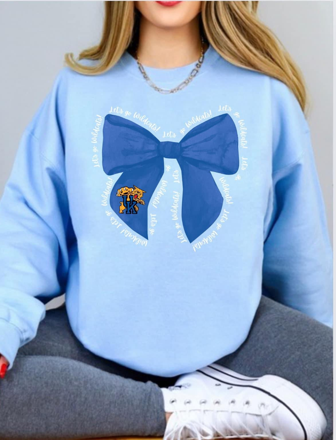 Wildcats bow on baby blue Spirit Wear