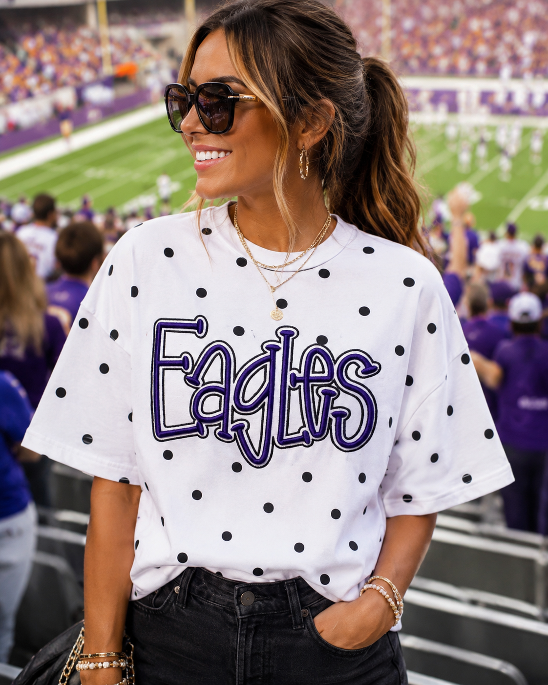 Polka dot Eagles 3d embroidery
