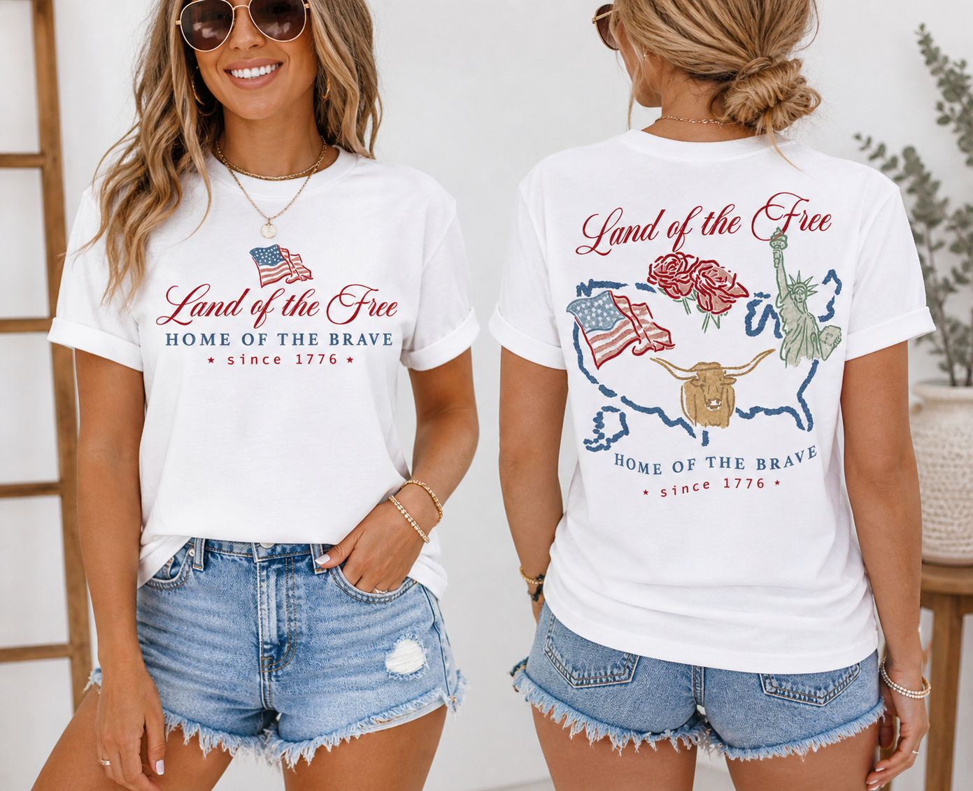 Land of the free home of the brave front and back tshirt