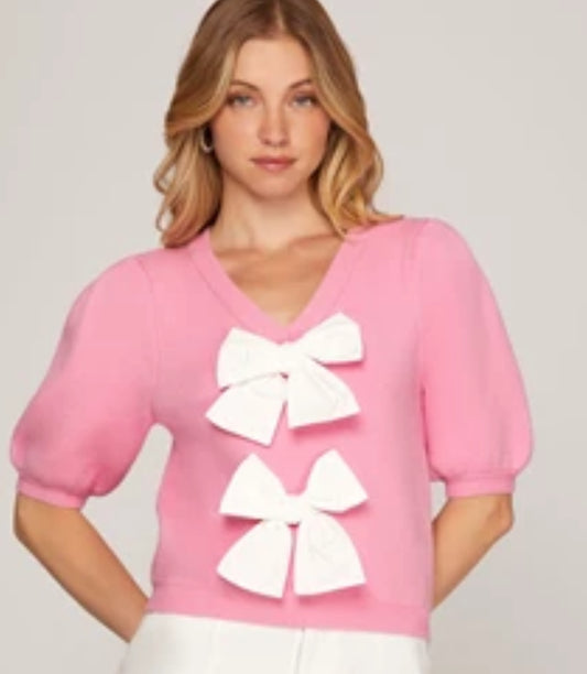 Sweet Moments Pink Bow Sweater