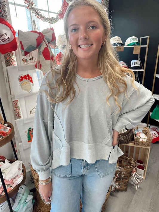 Grey pull over hooded top