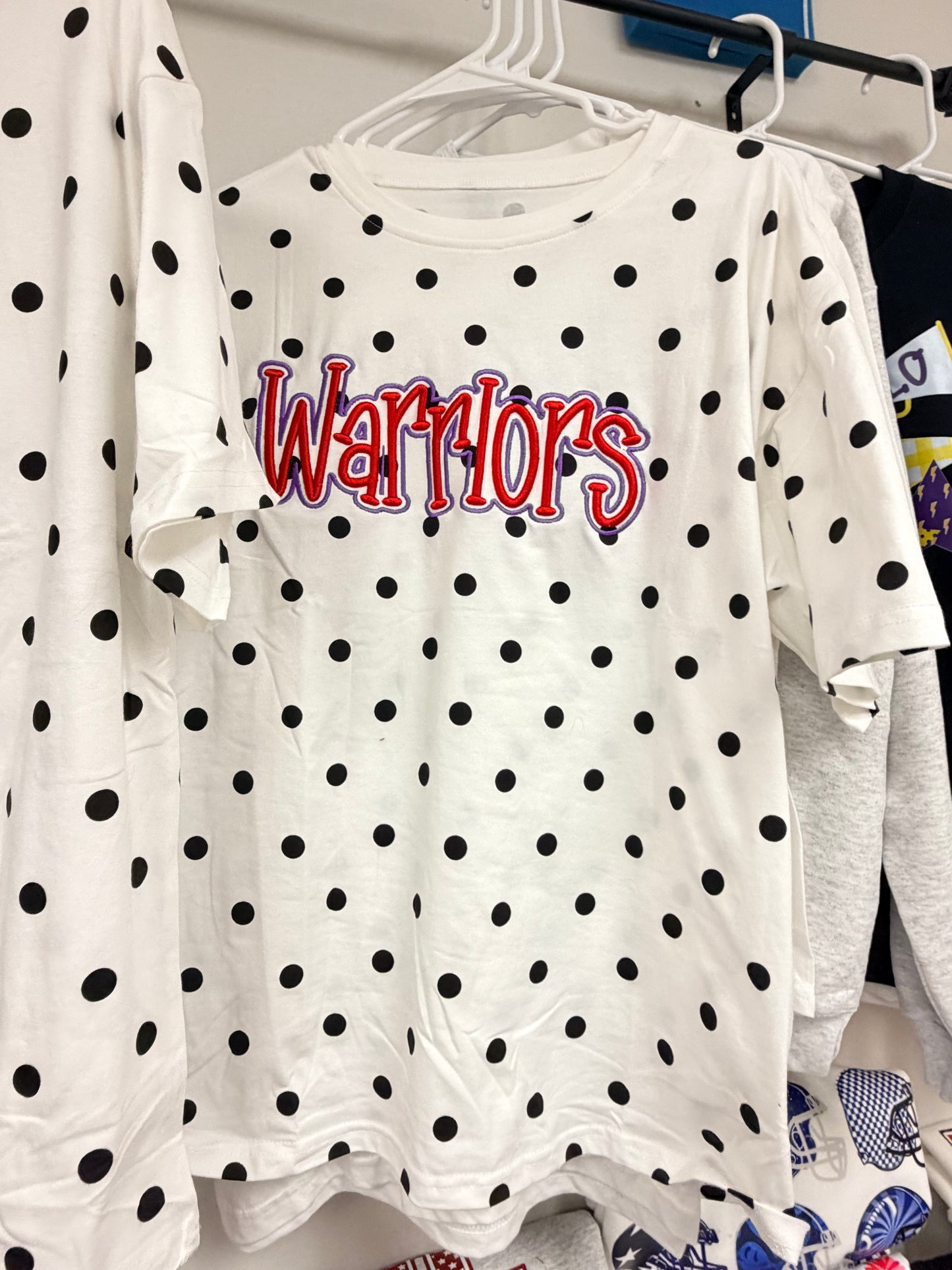 Polka dot 3d Warriors embroidery tee