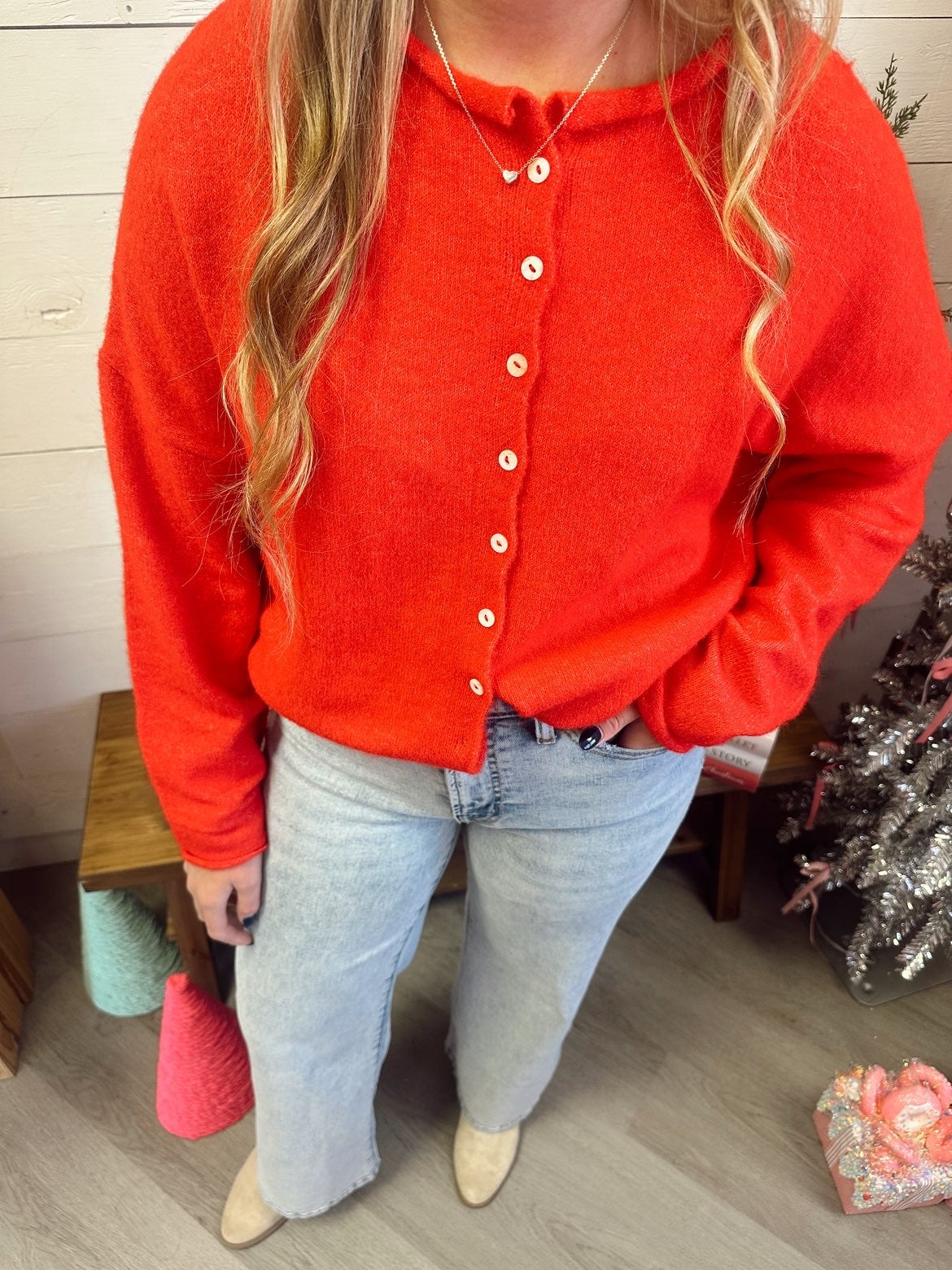 Red button up Cardigan