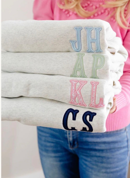 Monogram Mock Neck you choose fabric color