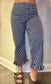 Navy Striped pants with Ruffle Hem
