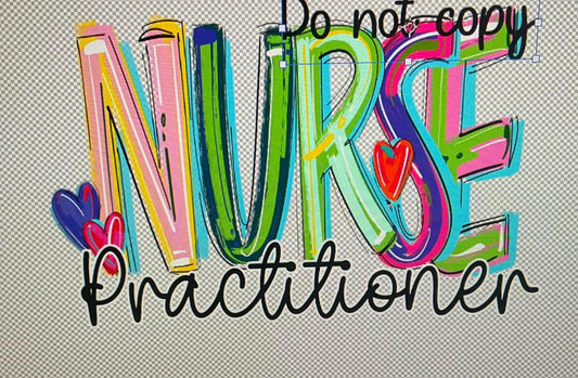 Nurse practitioner on grey tee or crew