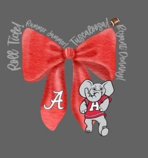 Alabama Bow on black Spirit Wear