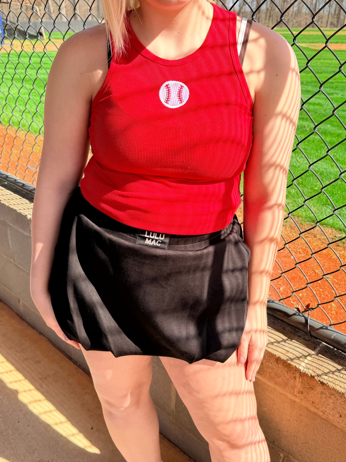 Embroidered baseball tank