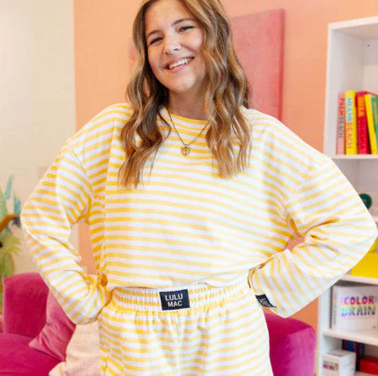 LULU Mac long sleeve yellow stripe tee