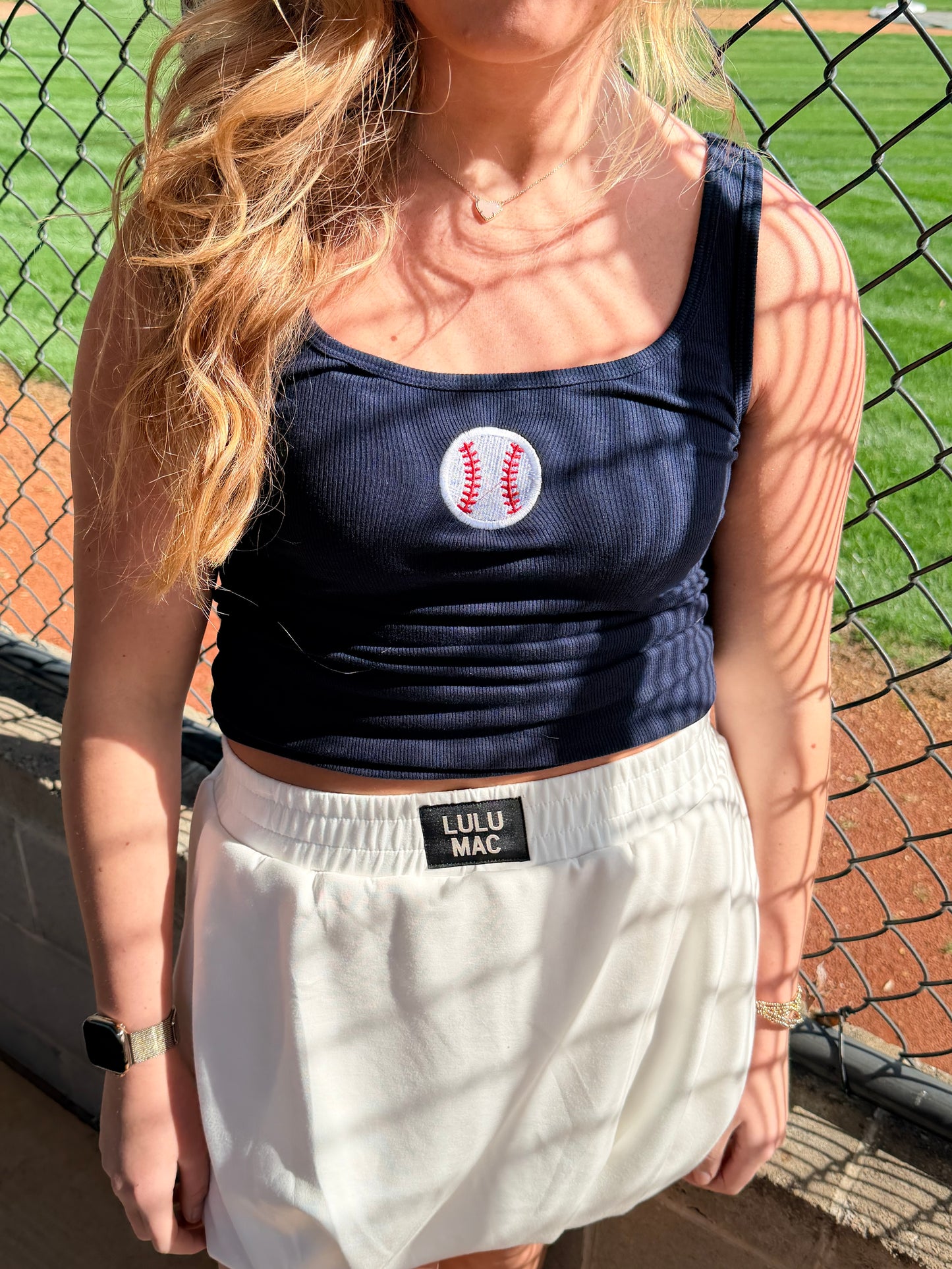 Embroidered baseball tank