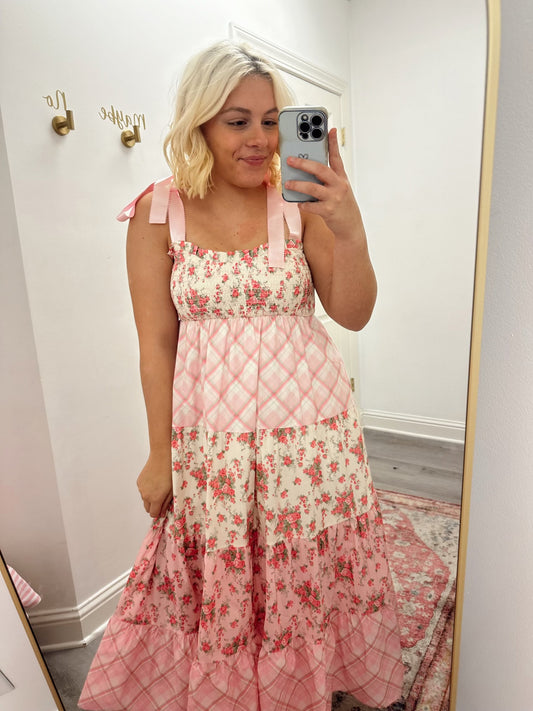 Floral Maxi with Satin Bow Straps