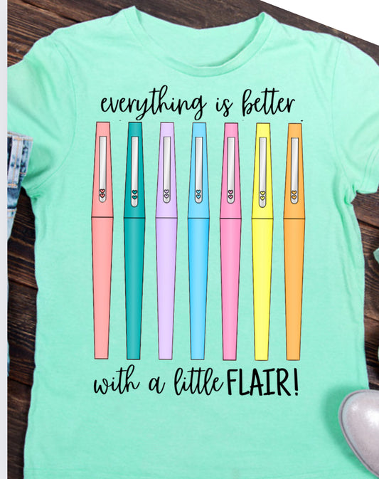 Teacher Flaire pens tee or crew