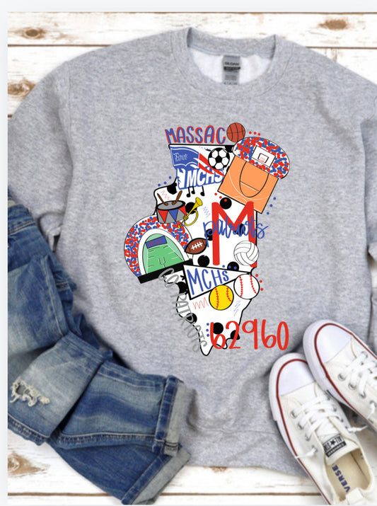 Massac Patriots doodle Varsity Spirit Wear