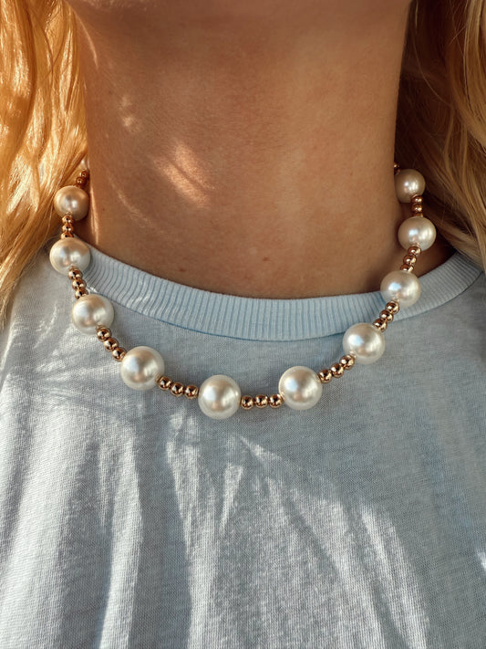Pearl and Gold Bubble Necklace