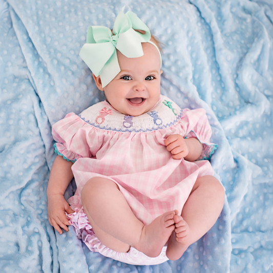 Smocked Pink Bunny Bubble
