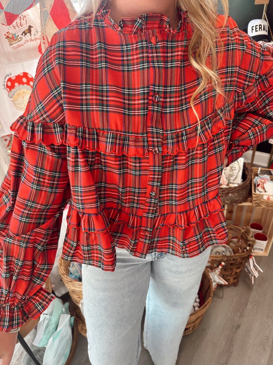 Christmas Plaid long sleeve top