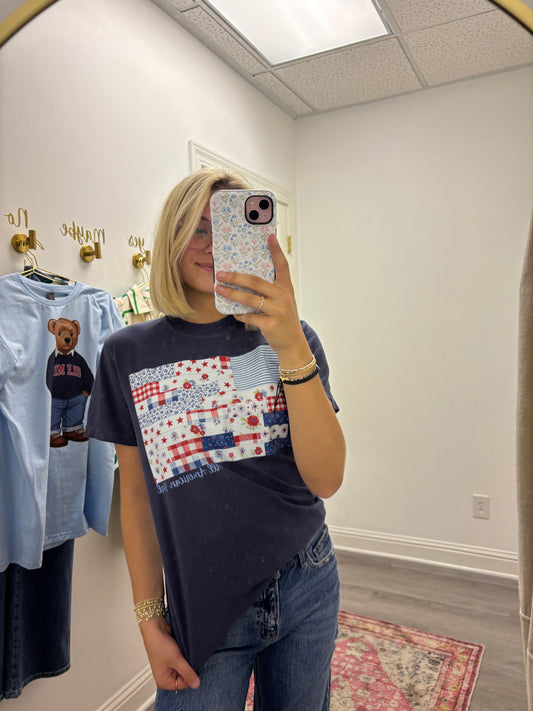 Faux Quilted Flag All American Girl