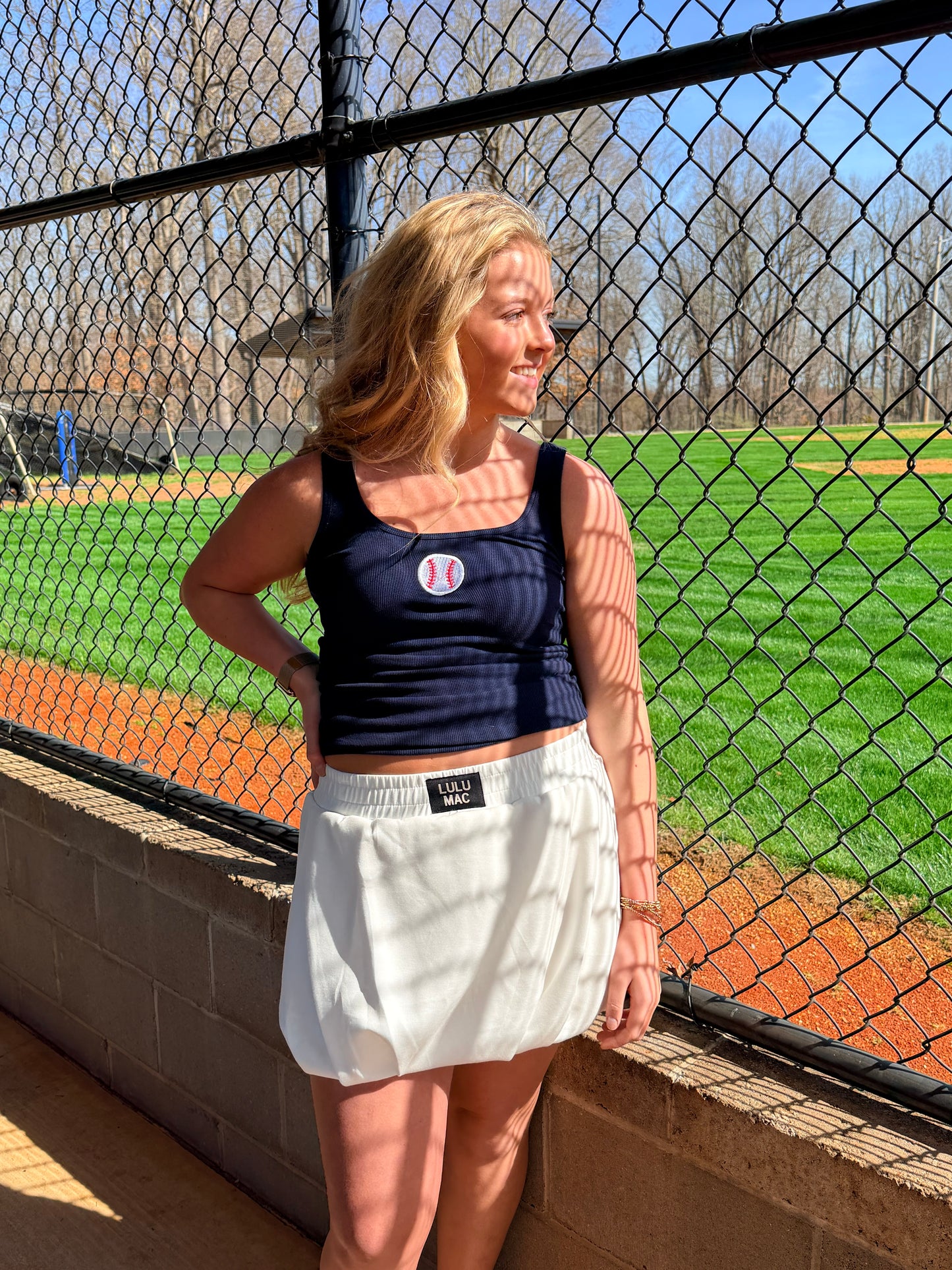 Embroidered baseball tank
