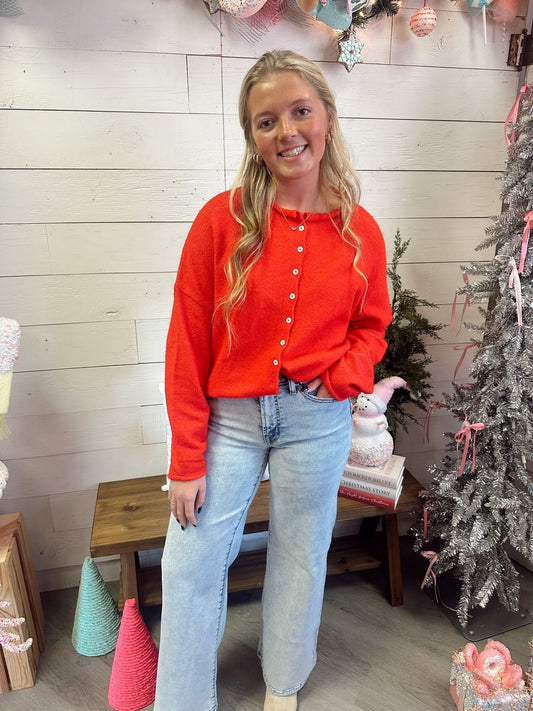 Red button up Cardigan