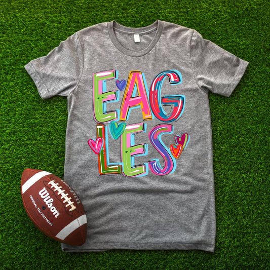 Eagles on grey tee or crew school spirit