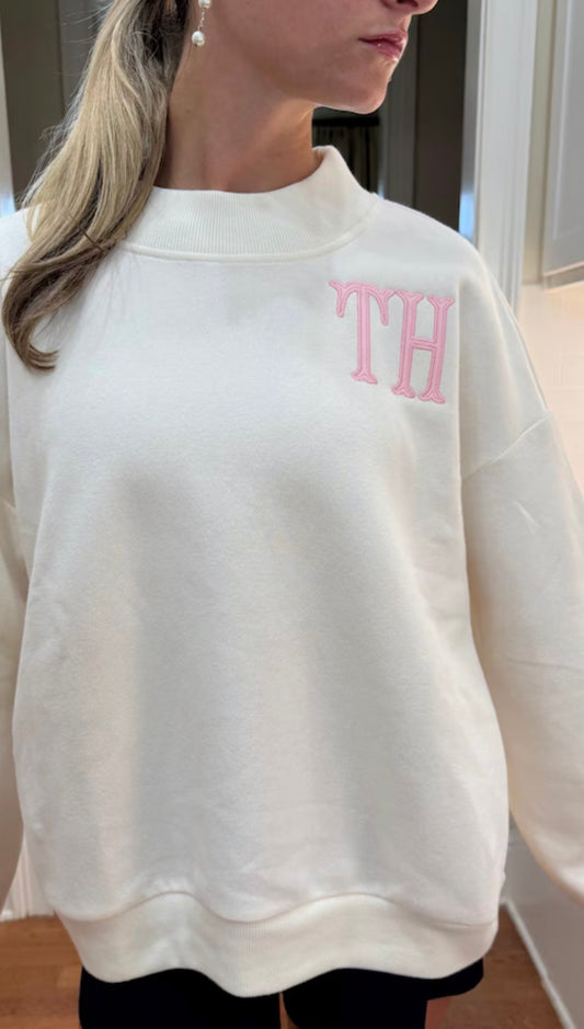 Monogram Mock Neck you choose fabric color