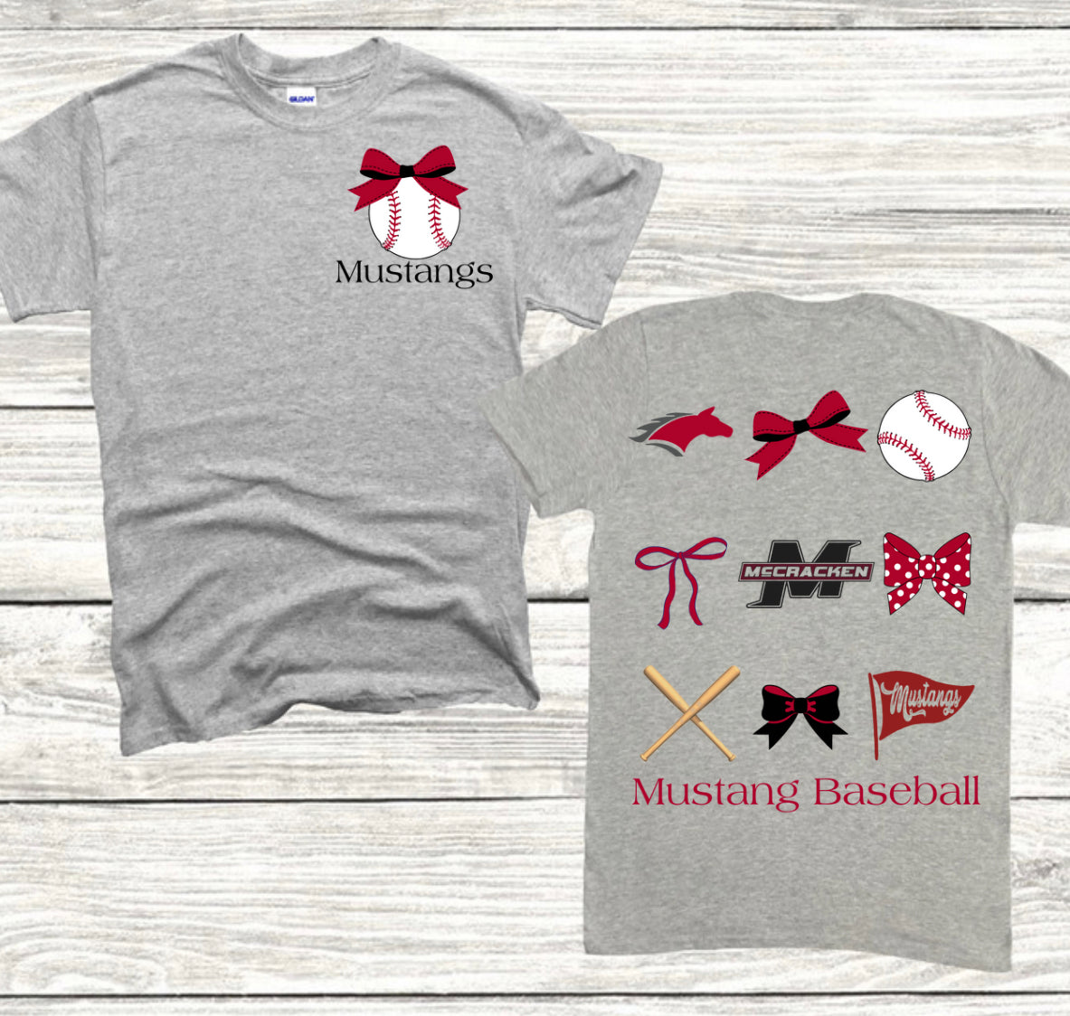 Mustang baseball Bows Spirit Wear