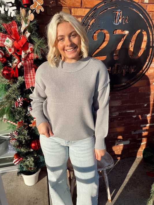 Grey Mockneck Sweater