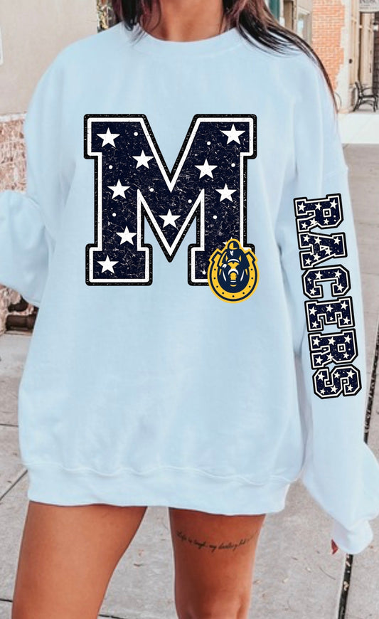 M Racers with arm design tshirt or sweatshirt