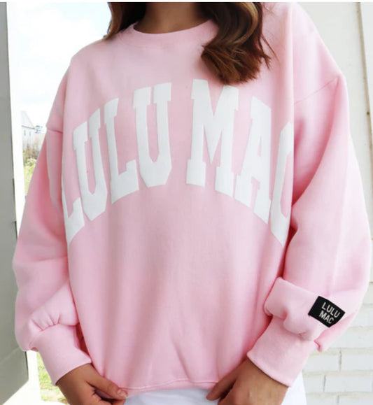 LULU Mac  Pink Logo swearshir