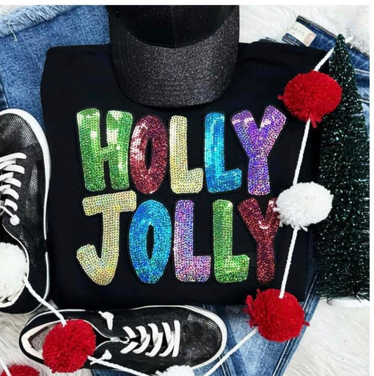 Sparkle Holly Jolly T-shirt or crewneck