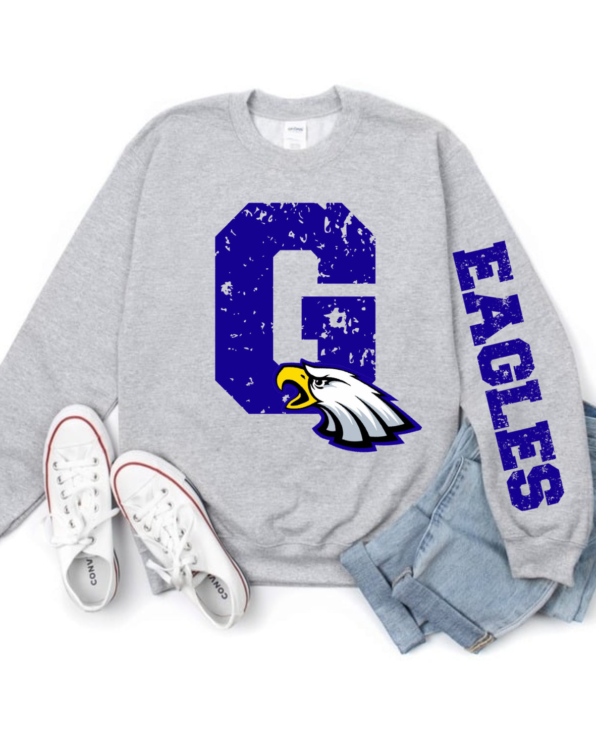 Graves Eagles  Mascot with arm design Spirit wear