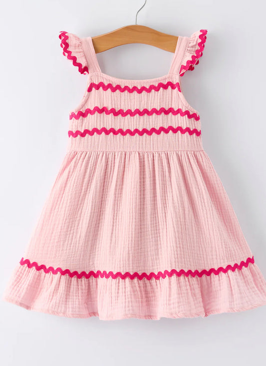 Summer Pink Girls Ruffle Dress