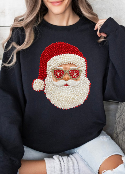 Faux 3D Pearl art Santa t shirt or sweatshirt