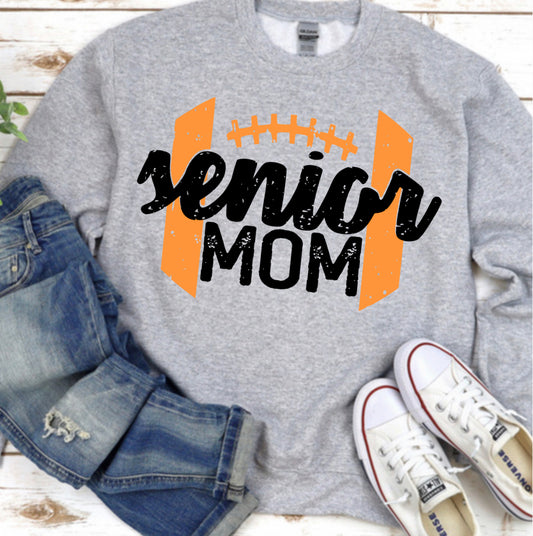 Senior Football Mom Orange tee or crew school spirit