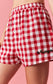 Red Gingham Shorts with green pom pom Merry Detail