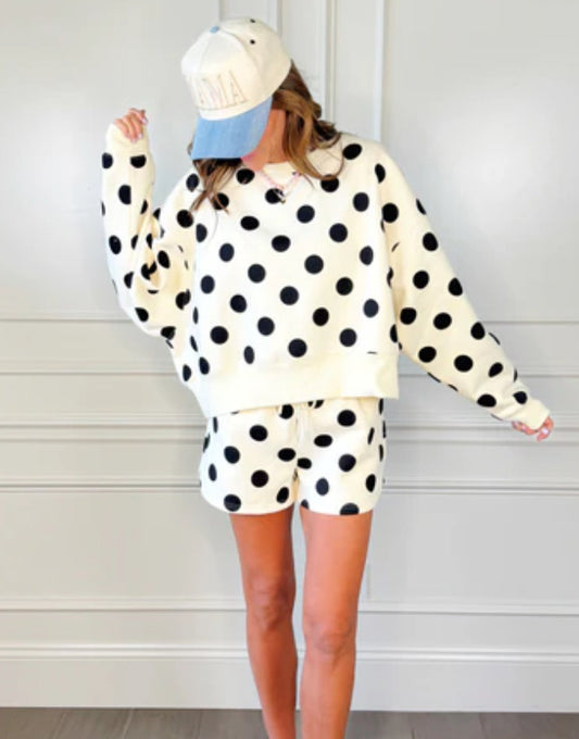 Polka Dot Sweatshirt material shorts