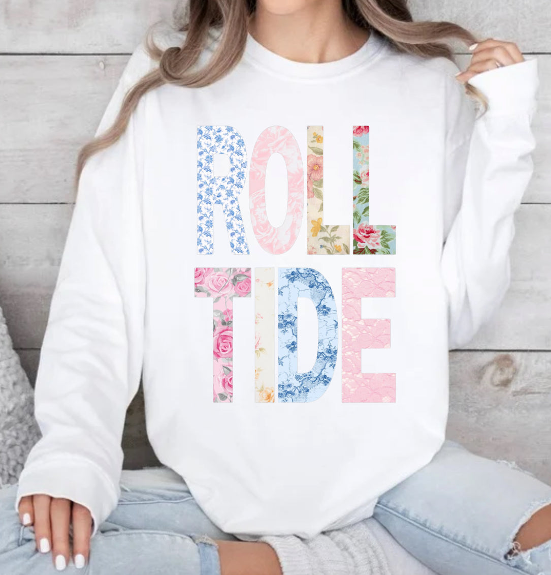 Roll Ride floral on white spirit wear