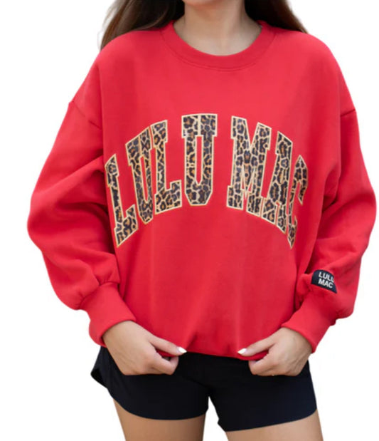 LULU Mac Cheetah Red Logo swearshirt